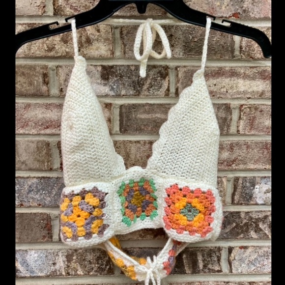 Crochet Boho Granny Square Bralette Top - Picture 3 of 5